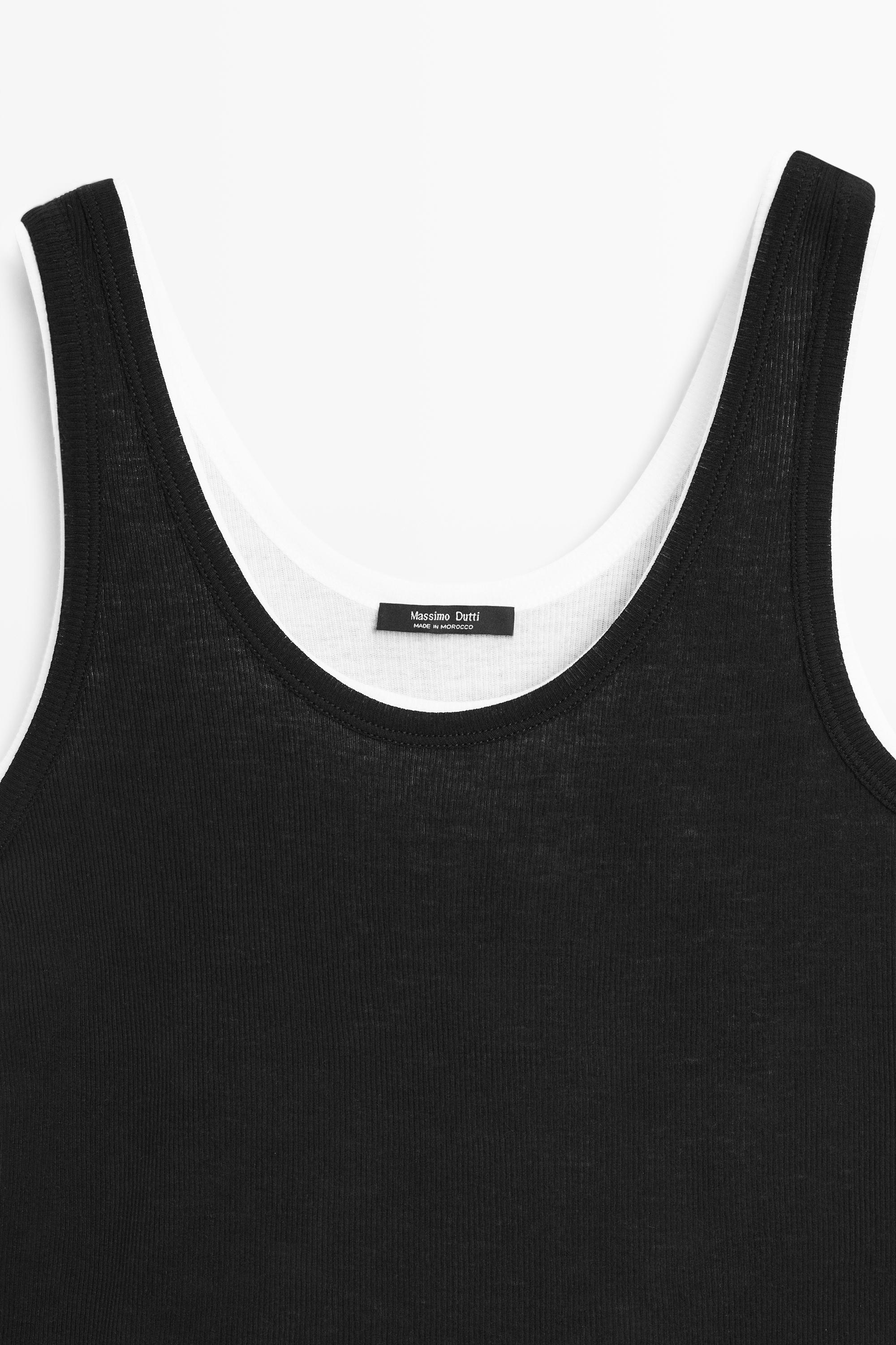 100% cotton ribbed double-layer top